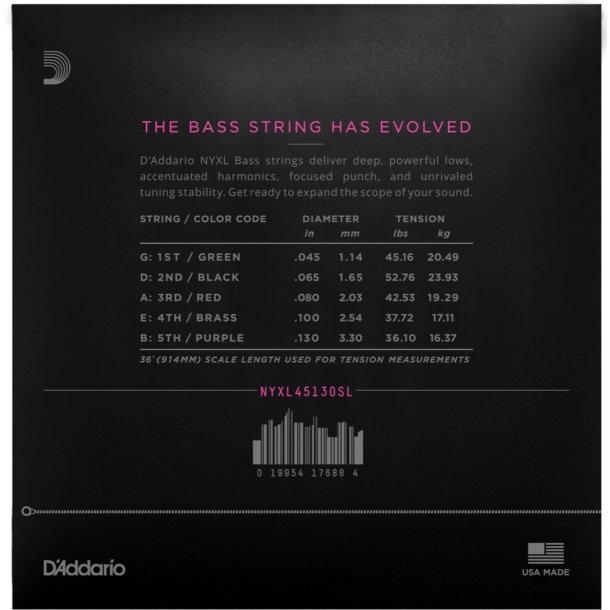 D'Addario NYXL45130SL, Reg. Light 045 - 130 5-str. Super Long